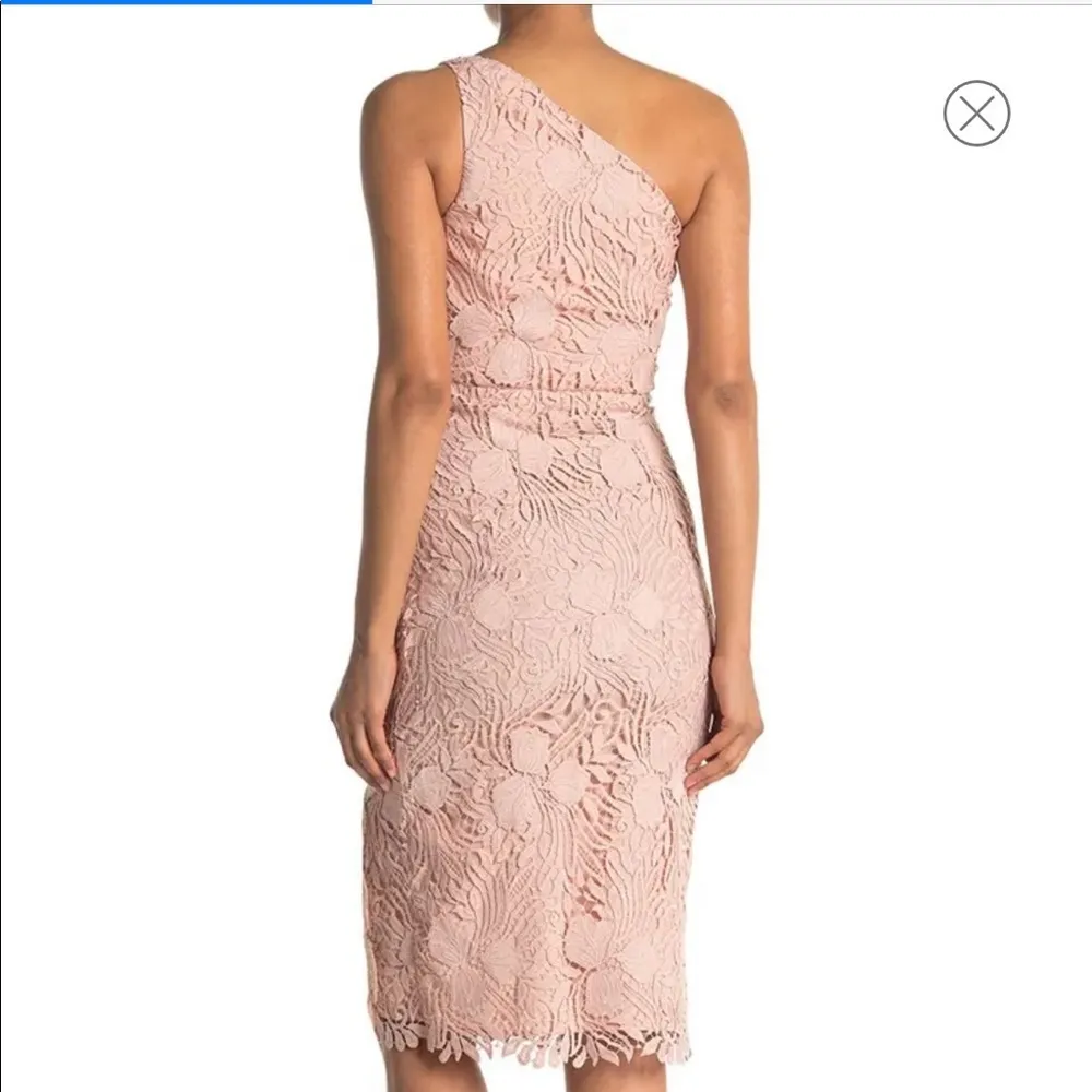 Reiss Mena Crochet Lace One-Shoulder Dress Blush Pink NWT Size 2 - Image 2