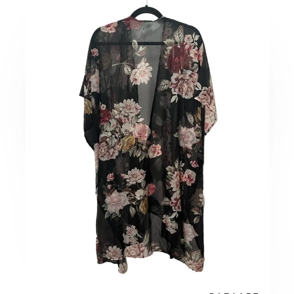 CYN & LUCA Polyester Sheer Lightweight Komono Beach Cover Up Floral Size XS - Image 4