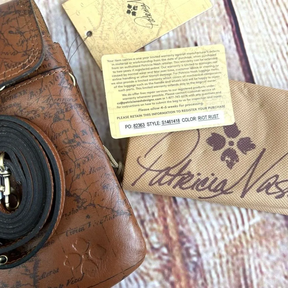 Patricia Nash Sigmaprint Balluri Riot Rust Crossbody Map Purse Bag NWT Adjust - Image 4