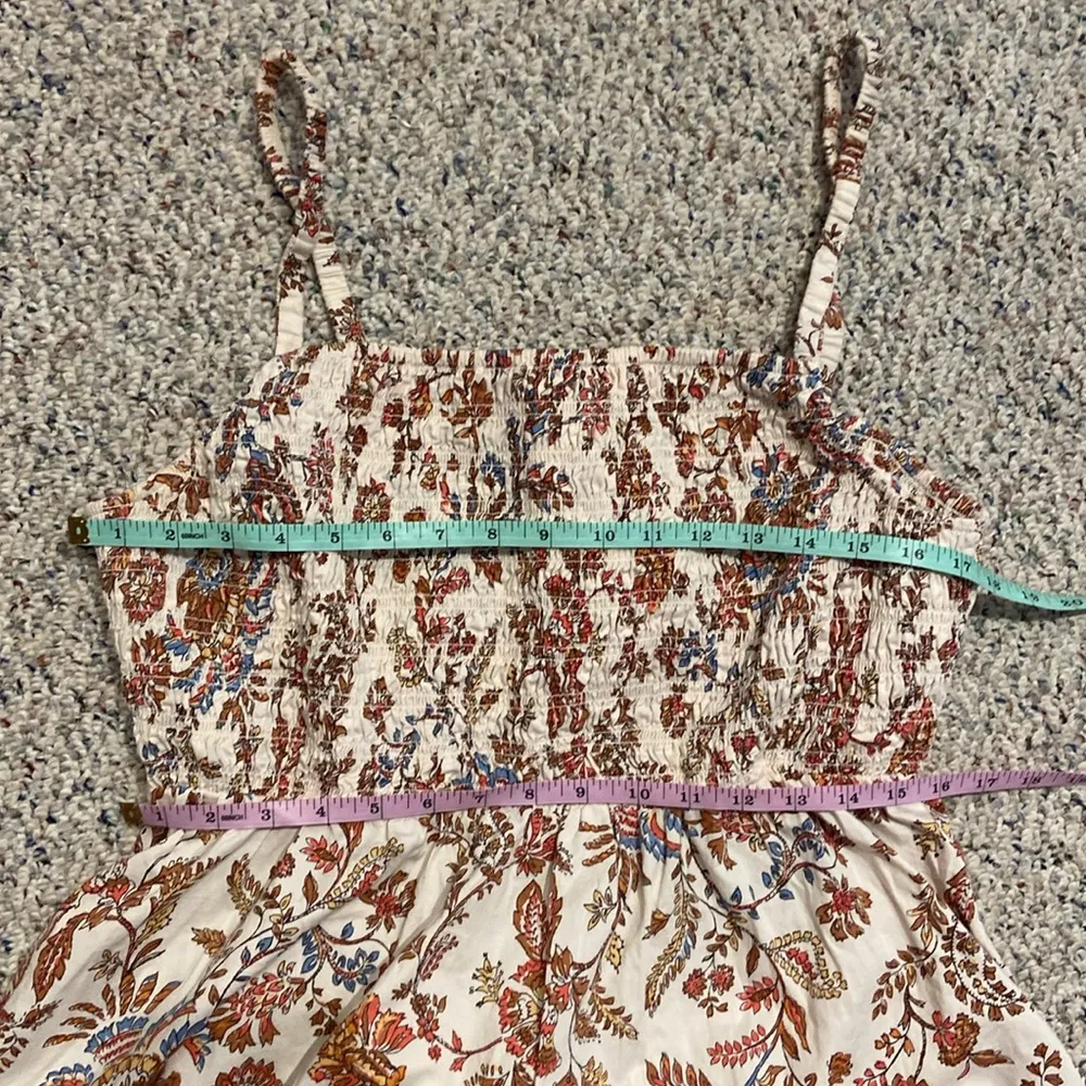 Old Navy Fit & Flare Sleeveless Poplin Smocked-Bodice Midi Dress XL Cream Floral - Image 12