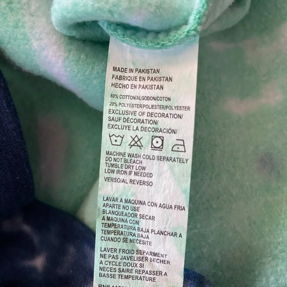 Outer Banks North Carolina medium blue green tie dye long sleeve hoodie - Image 8