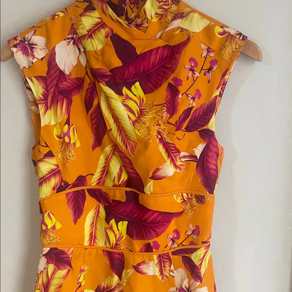 KAREN MILLEN Viscose Linen Batik Print Woven Mini Dress Floral - Image 5