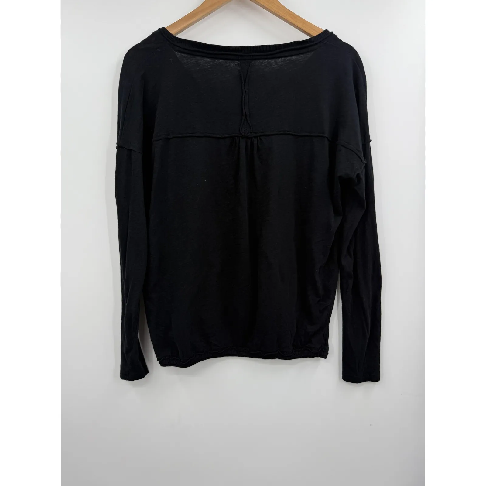 Grey State Shirt Womens Small Black V Neck Long Sleeve‎ 100% Cotton Relaxed Soft - Image 5