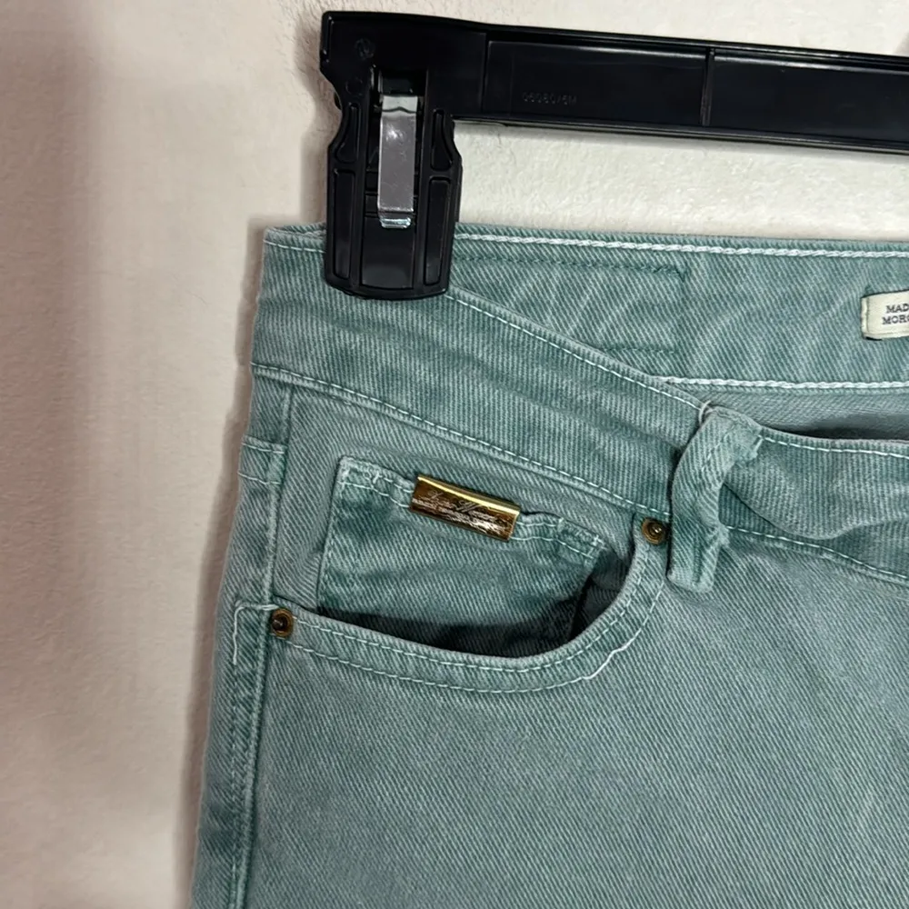 Zara Premium Collection slim Fit Denim teal Skinny Low Rise Jeans Size 2 - Image 5