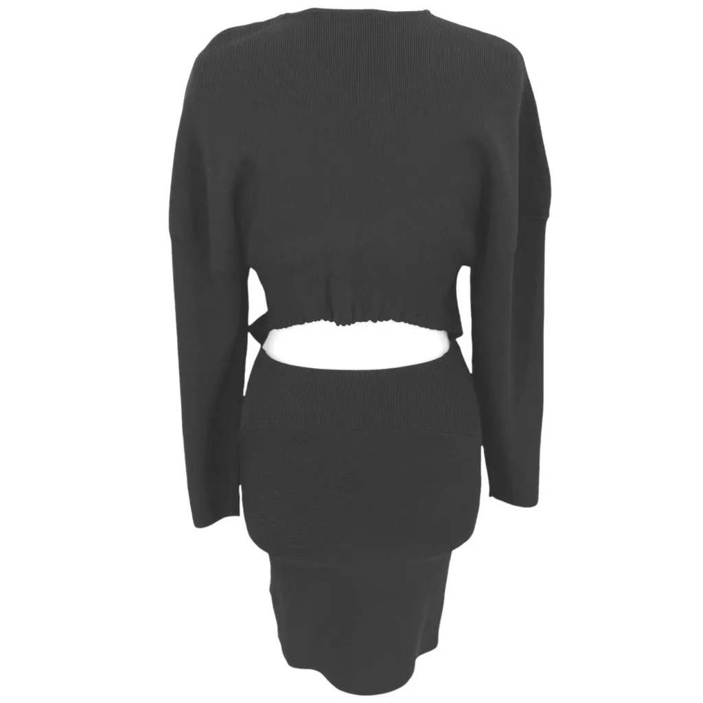 7 For All Mankind Split Back Dress Knit Mid Length Dress Black Size XS NWOT - Image 3