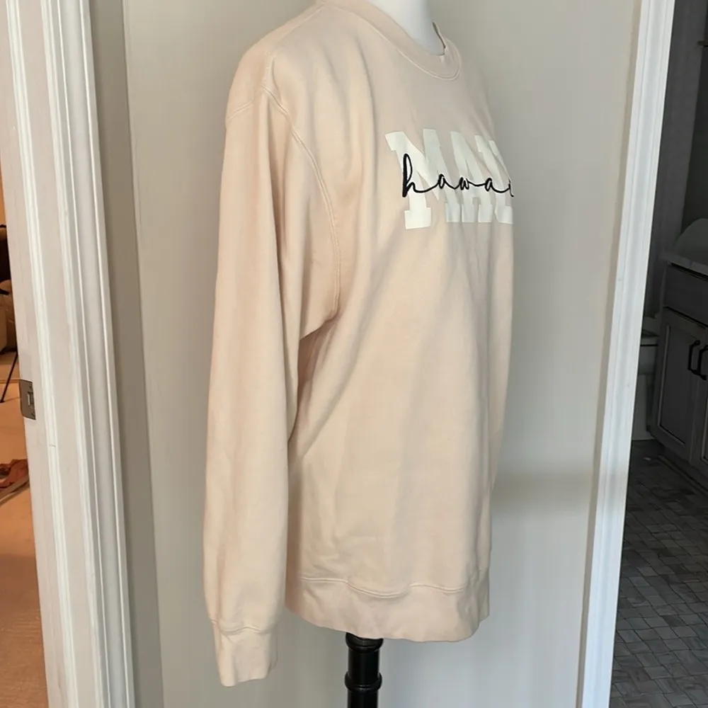 Super Cute Oversized Cream Colored Maui Hawaii Crewneck Sweatshirt Size L - Image 4