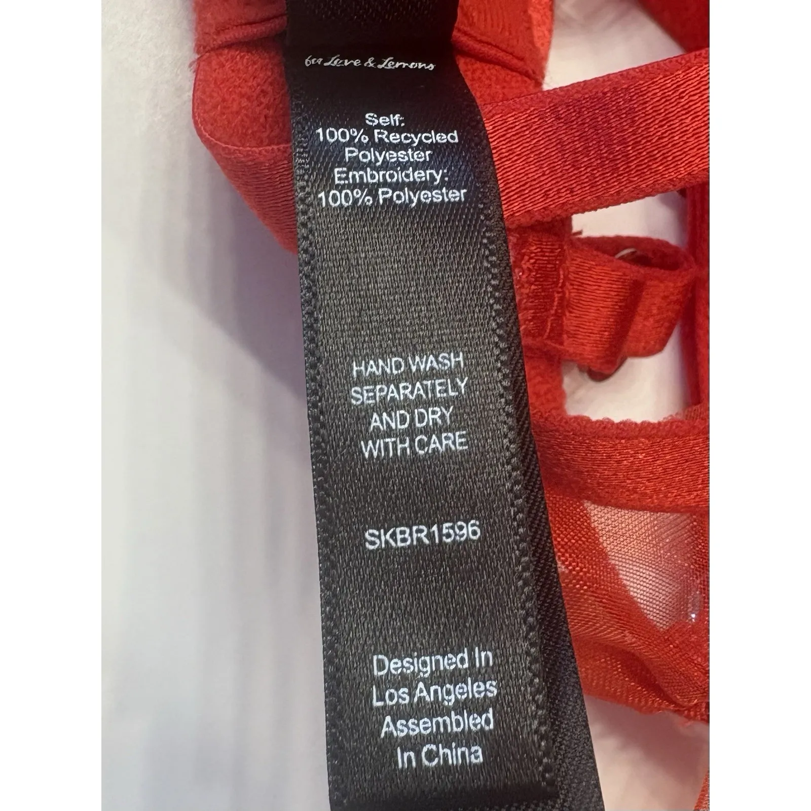 For Love & Lemons Red Lace Heart Embroidery Bra Unlined Underwire Size XXS 32A - Image 10