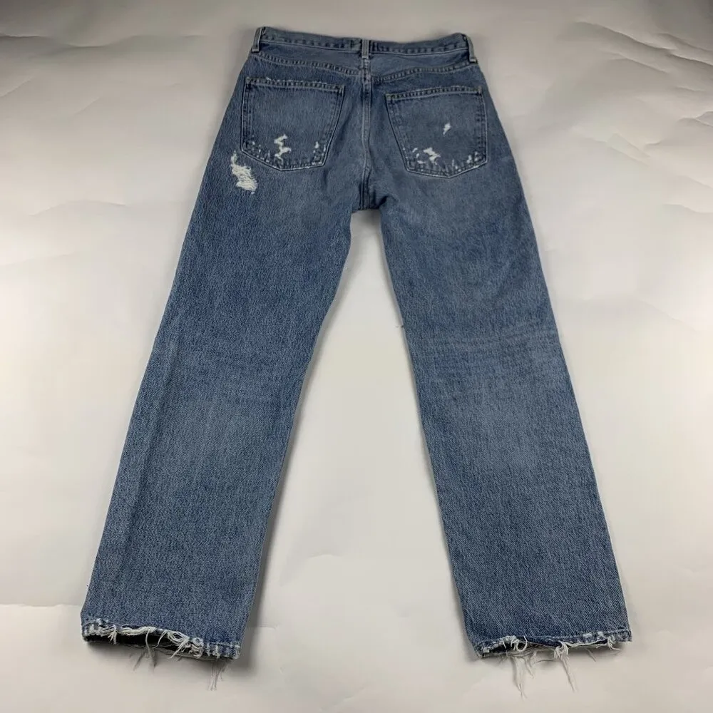 AGOLDE Fallout Light Wash Destroyed Knee 90s Straight Leg Jeans 27 - Image 8
