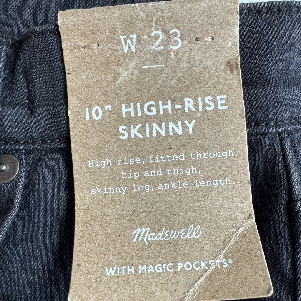 Madewell Women's 10” High Rise Black Skinny Jeans Size 23 NWT - Image 9