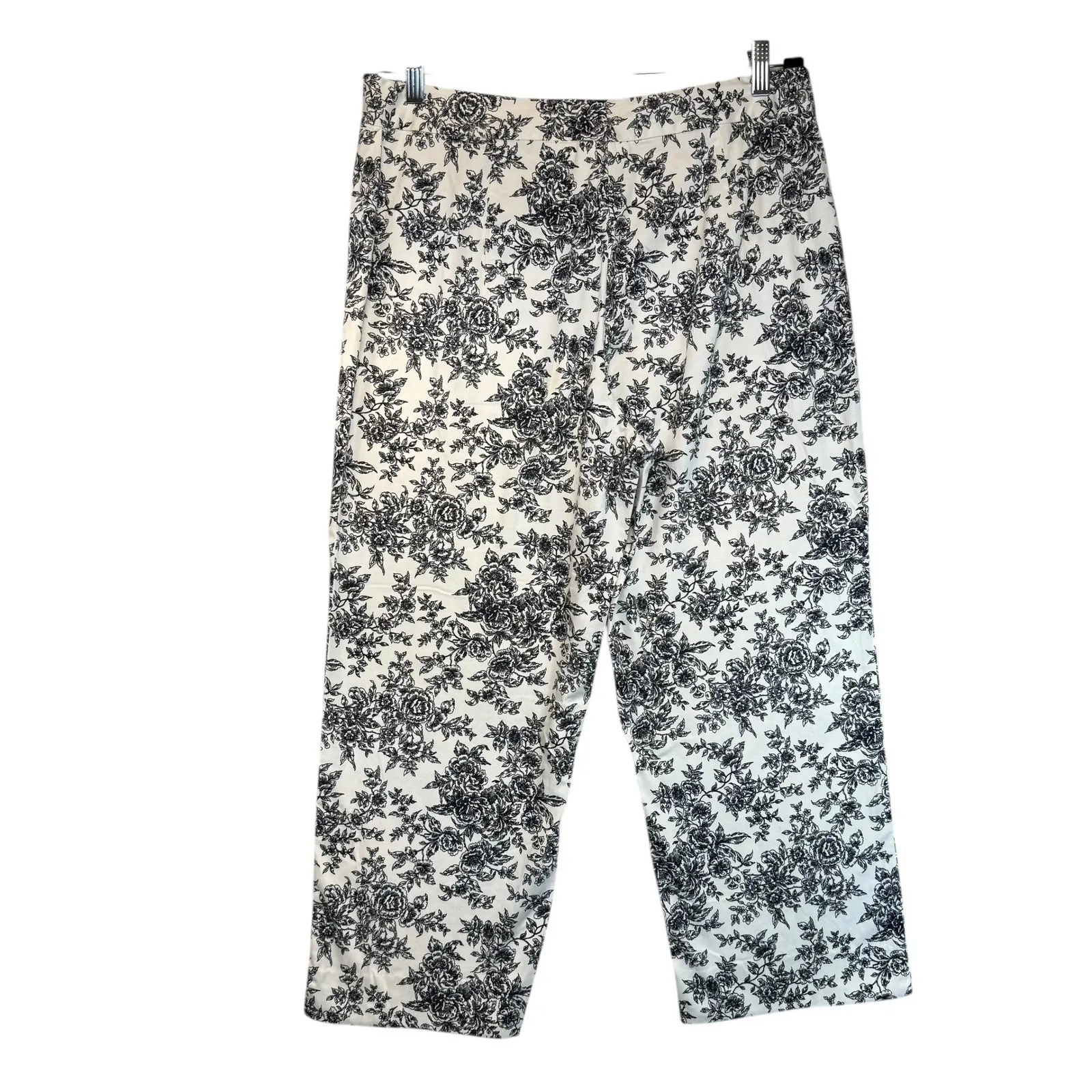VTG FIELD MANOR Modern Classics Floral Print Wide Leg Pants Women's Size 16 Black - Image 3