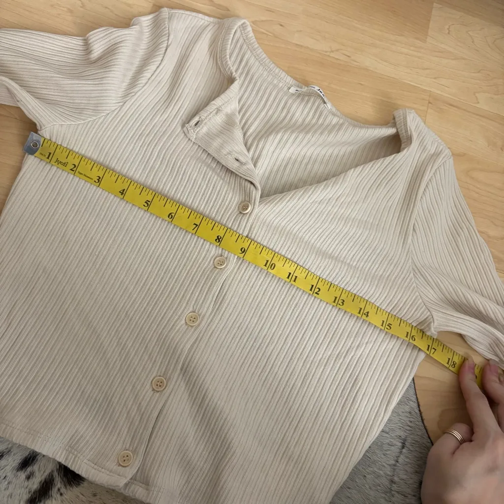 REFORMATION‎ Cream Ruby Ribbed Cardigan Size Large - Image 6