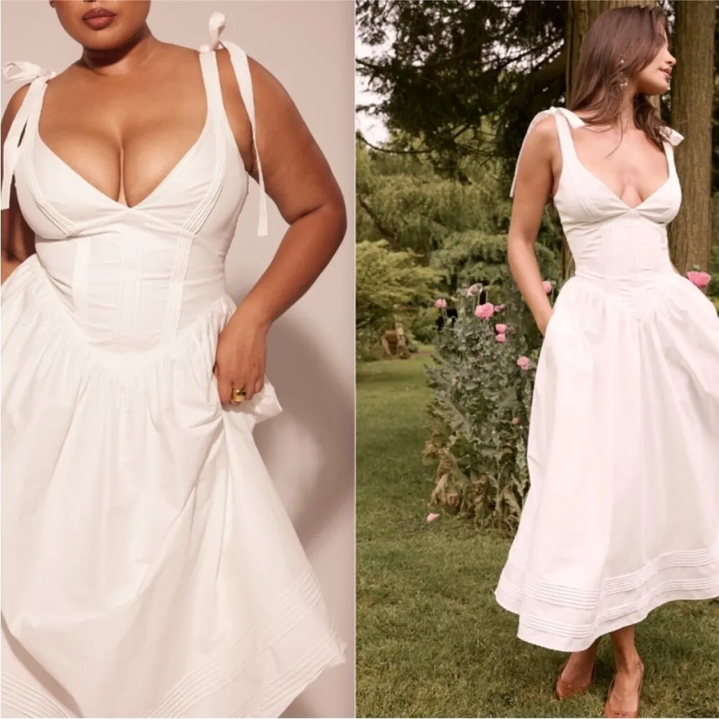 House‎ of CB 'Hattie' white pin tuck cotton midi sundress NWOT size XS - Image 3