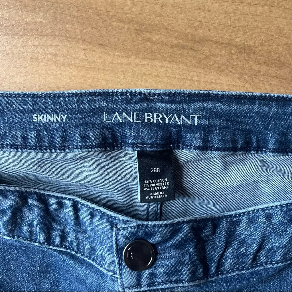 Lane Bryant distressed ankle skinny jeans Fringe Boho Plus size 28R - Image 3