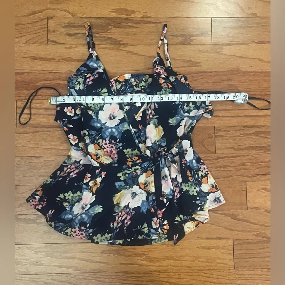 Monteau- Navy Floral Tank Top Size L - Image 4