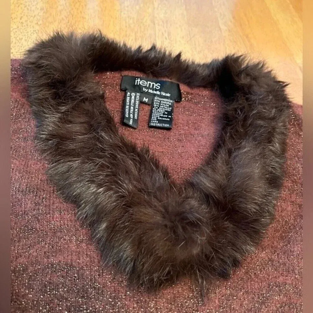 Items by Michelle Nicole long sleeved angora/lambs wool blend sweater, Medium Brown - Image 3