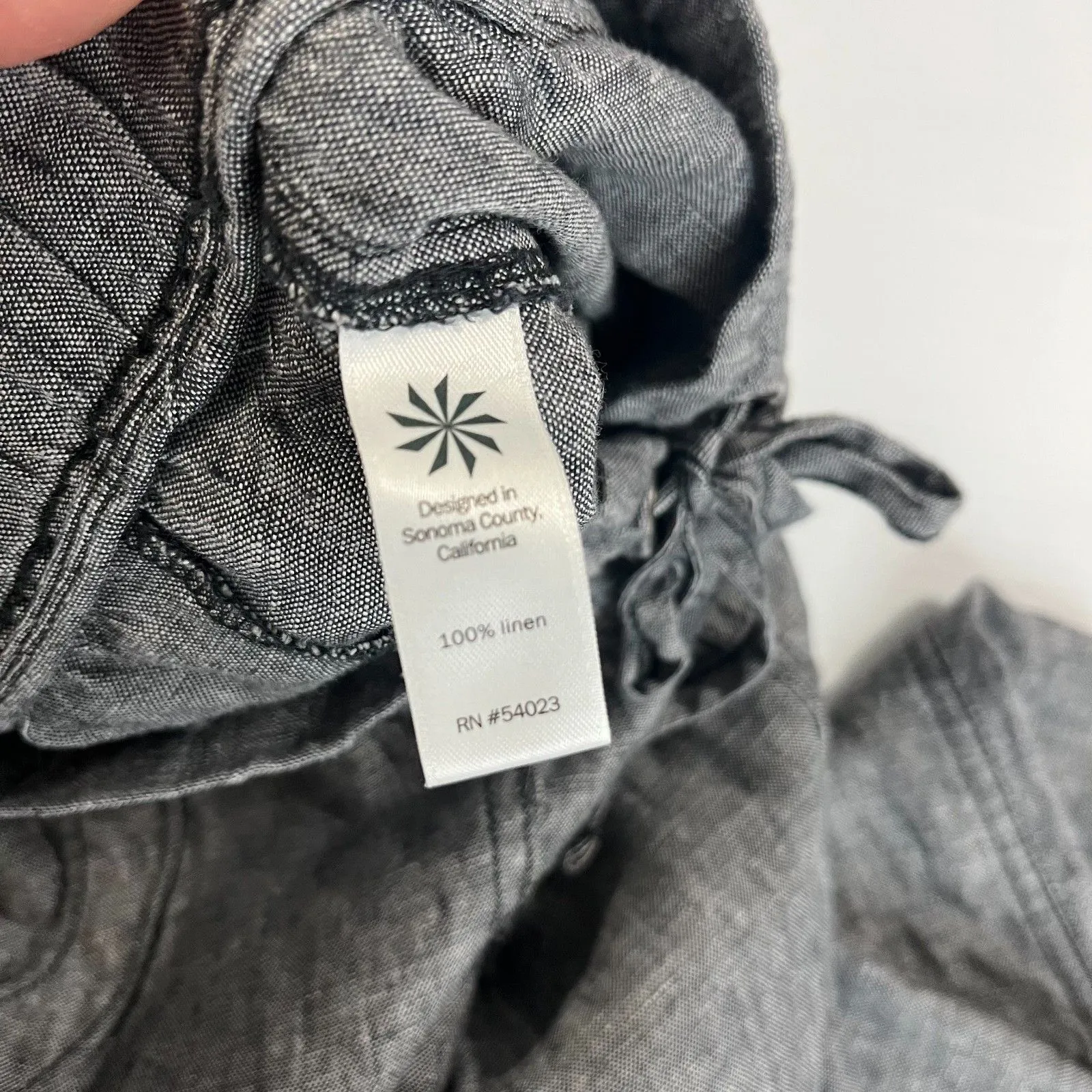 Athleta Womens 100% Linen Pants 4 Gray Ankle Tapered Leg Pull On Drawstring - Image 8