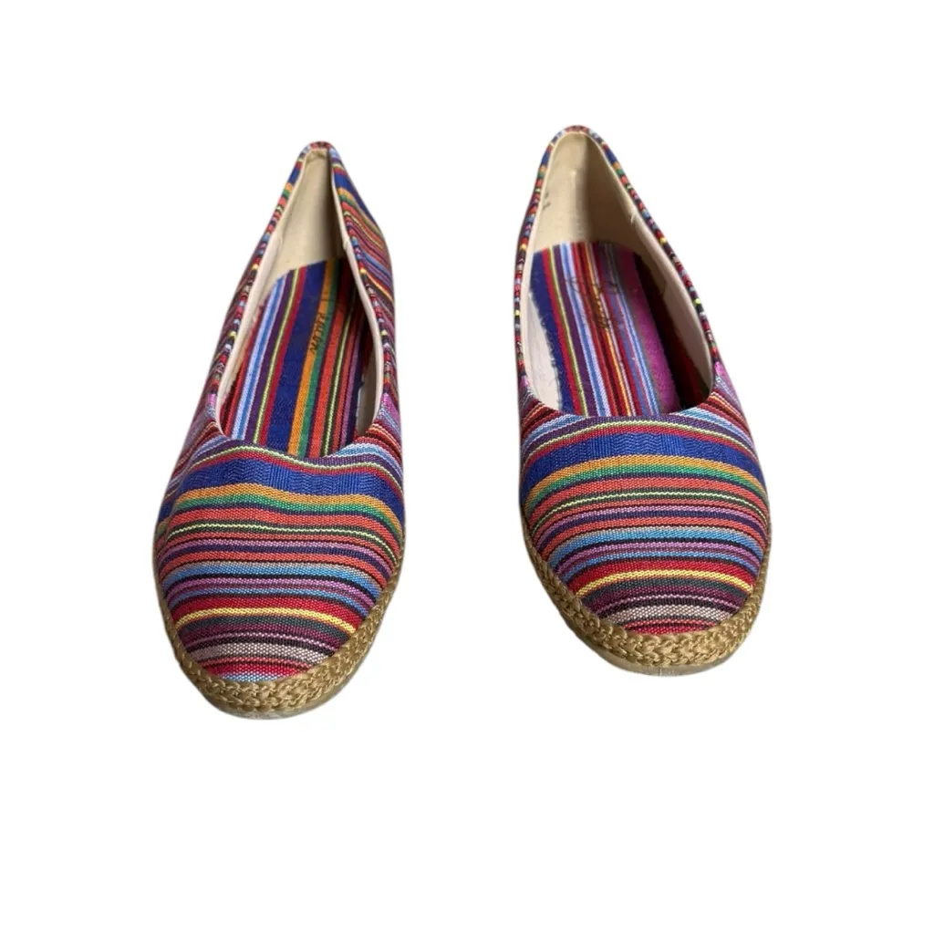 Beacon Phoenix Slip On Striped Ballet Espadrilles Wedge Stripe Size 8 Red - Image 3