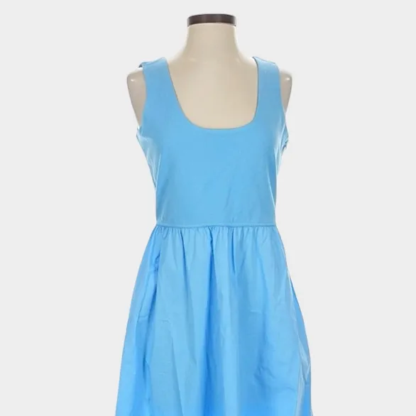 Theory Combo Poplin Midi Dress Oasis Blue Sleeveless Small - Image 5