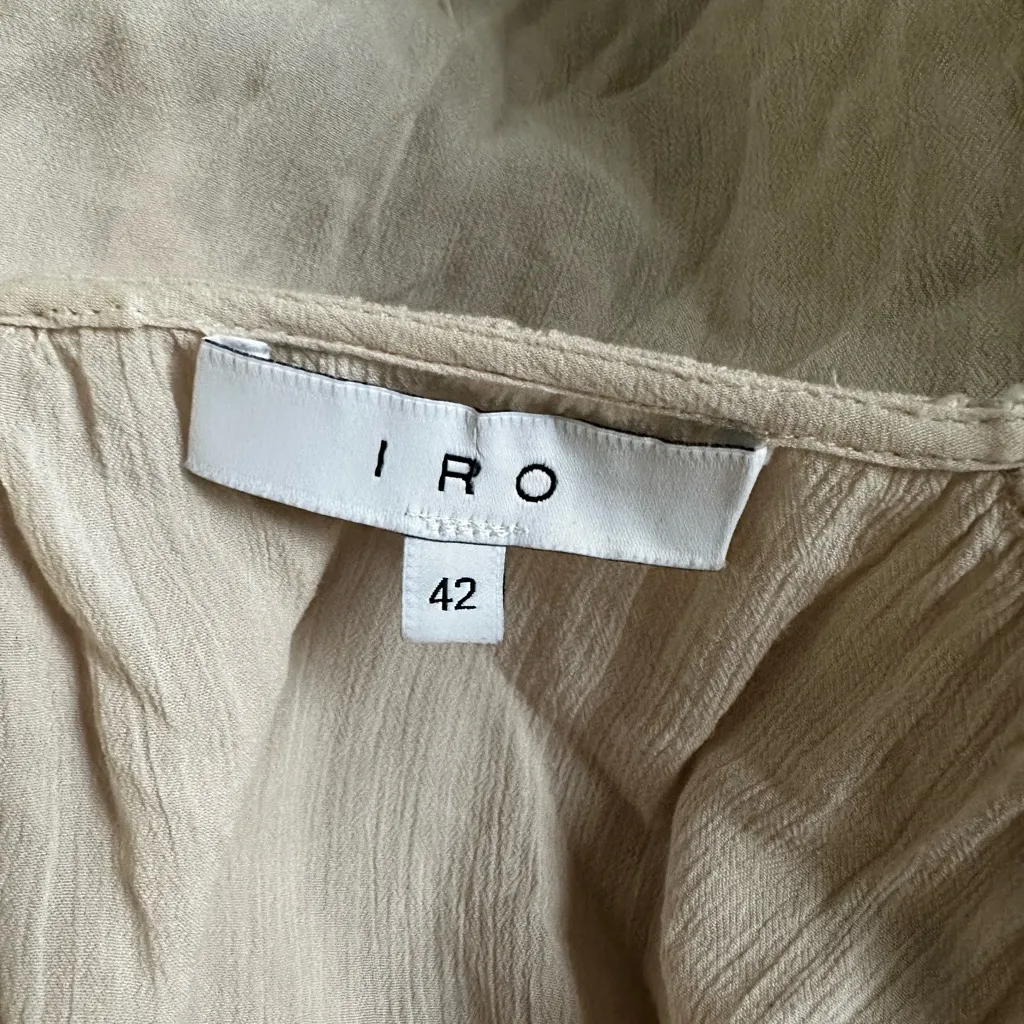 IRO Paris Lesly Blouse Cream Surplice Y2K White Top Lattice Casual $280 Size 42 - Image 4