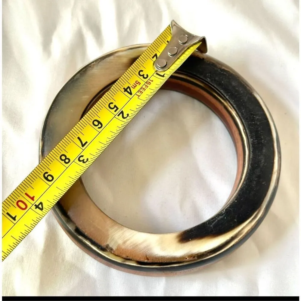 Wood and horn vintage bangle bracelet Brown - Image 4