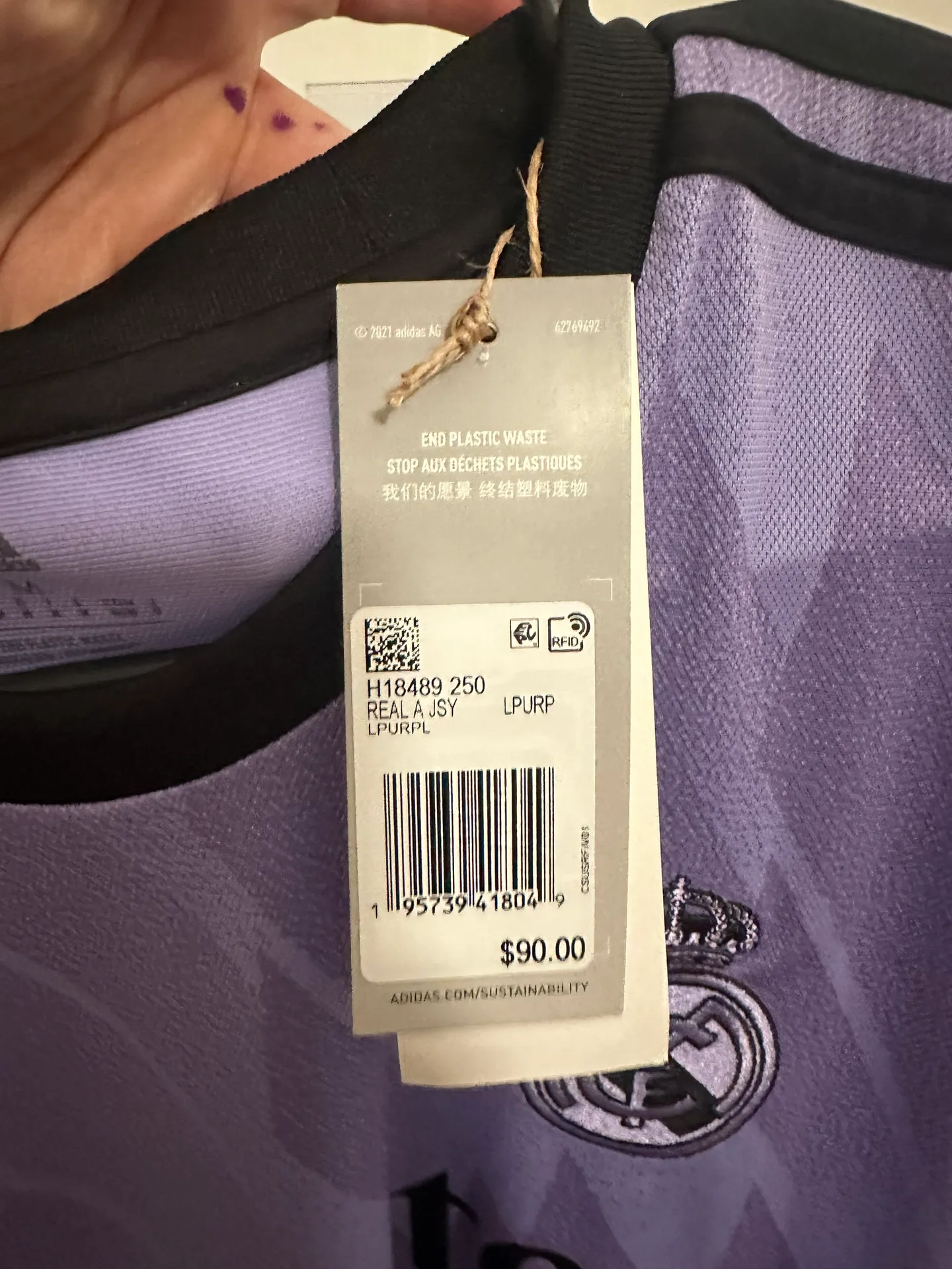 Emirates Soccer Jersey Purple Size L - Image 2