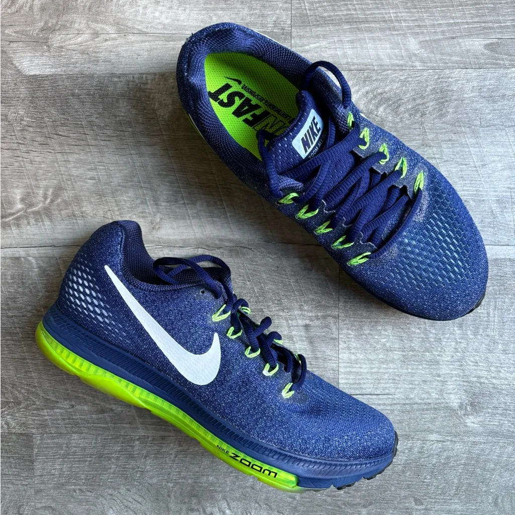 Nike Zoom All Out Low Running Shoes Navy Blue Volt Athletic Sneakers‎ - Image 2