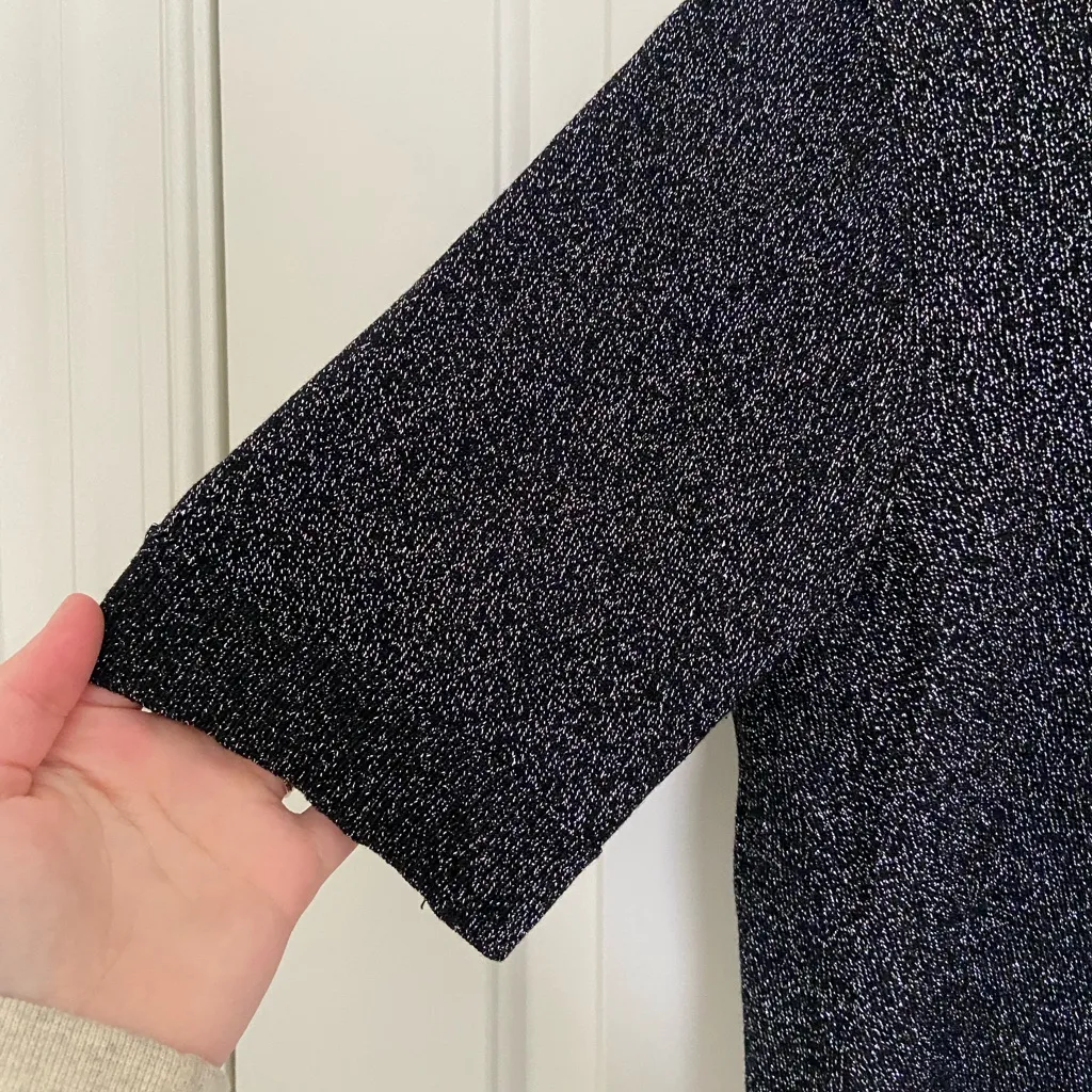 NWOT Cable &‎ Gauge women’s black silver metallic turtleneck knit top large - Image 3