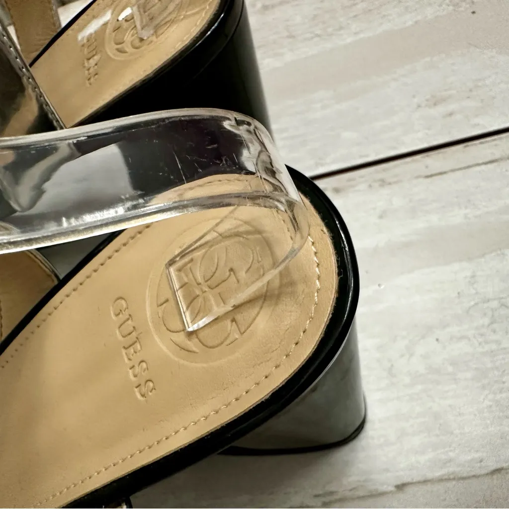 Guess Silver Bronze Women Strappy Sandals Holiday Party Block Heel Date Night - Image 5