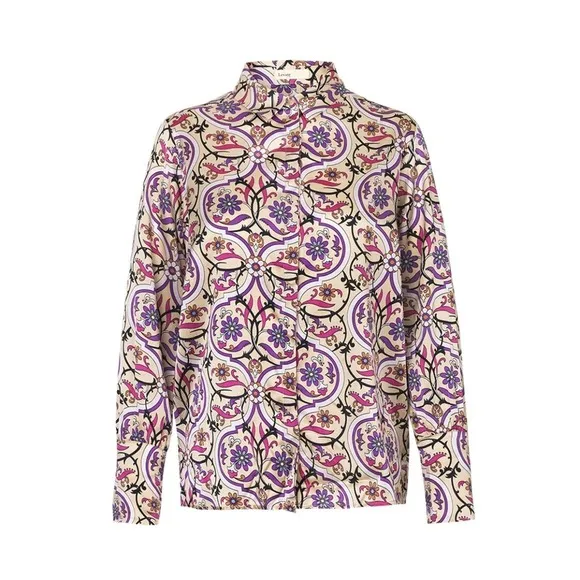 Levete Room Silk Blend Long Sleeve Blouse Size‎ M Pink Size M - Image 2