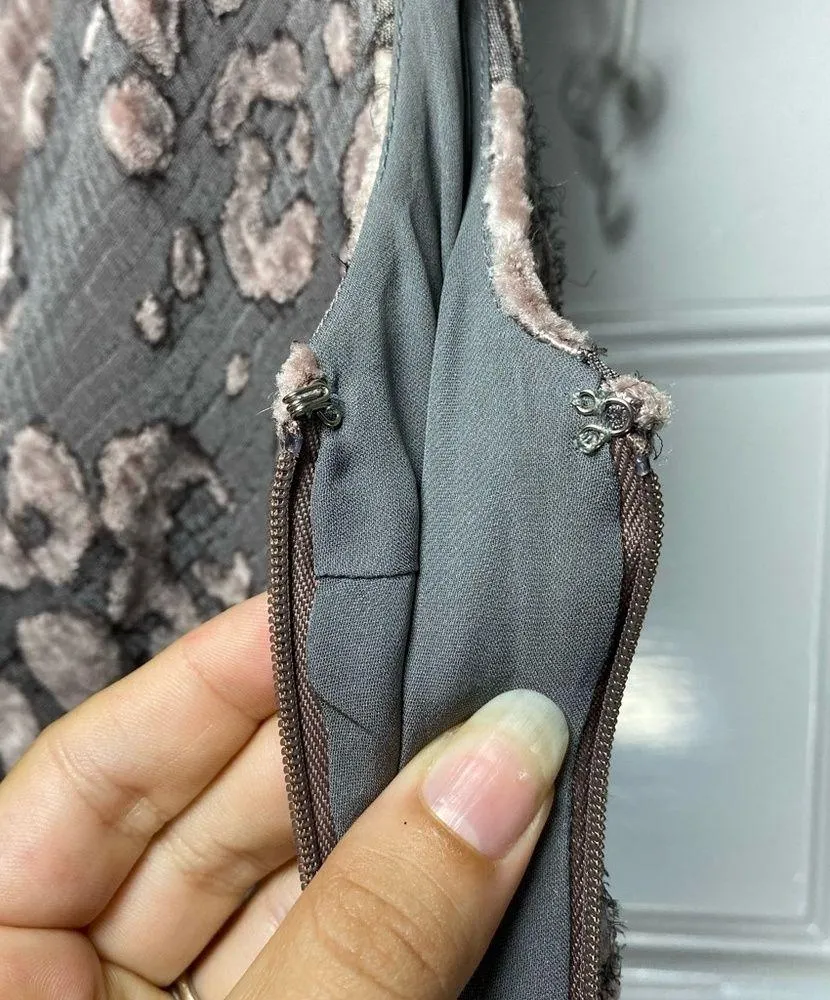 Thakoon | Draped Boatneck Sleeveless Animal Print Velvet Mini Dress Gray/Pink 4 - Image 9