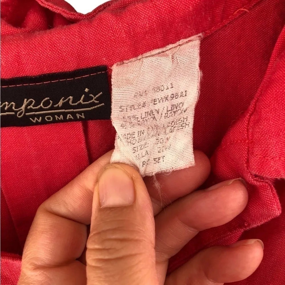 Coral LinenOversized short sleeve button down Coastal Grandma Pink Size XL - Image 3