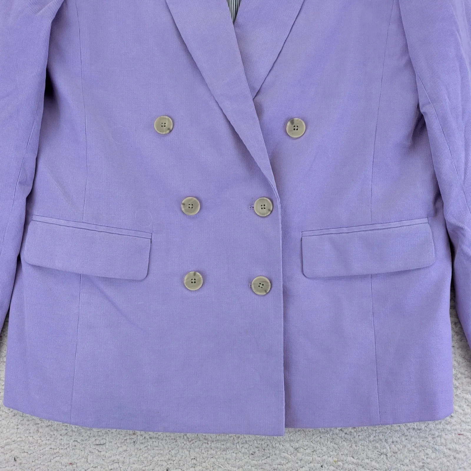 J Crew Double Breasted Alfie Blazer Jacket Lilac Lavender Corduroy Women's 10 - Image 8