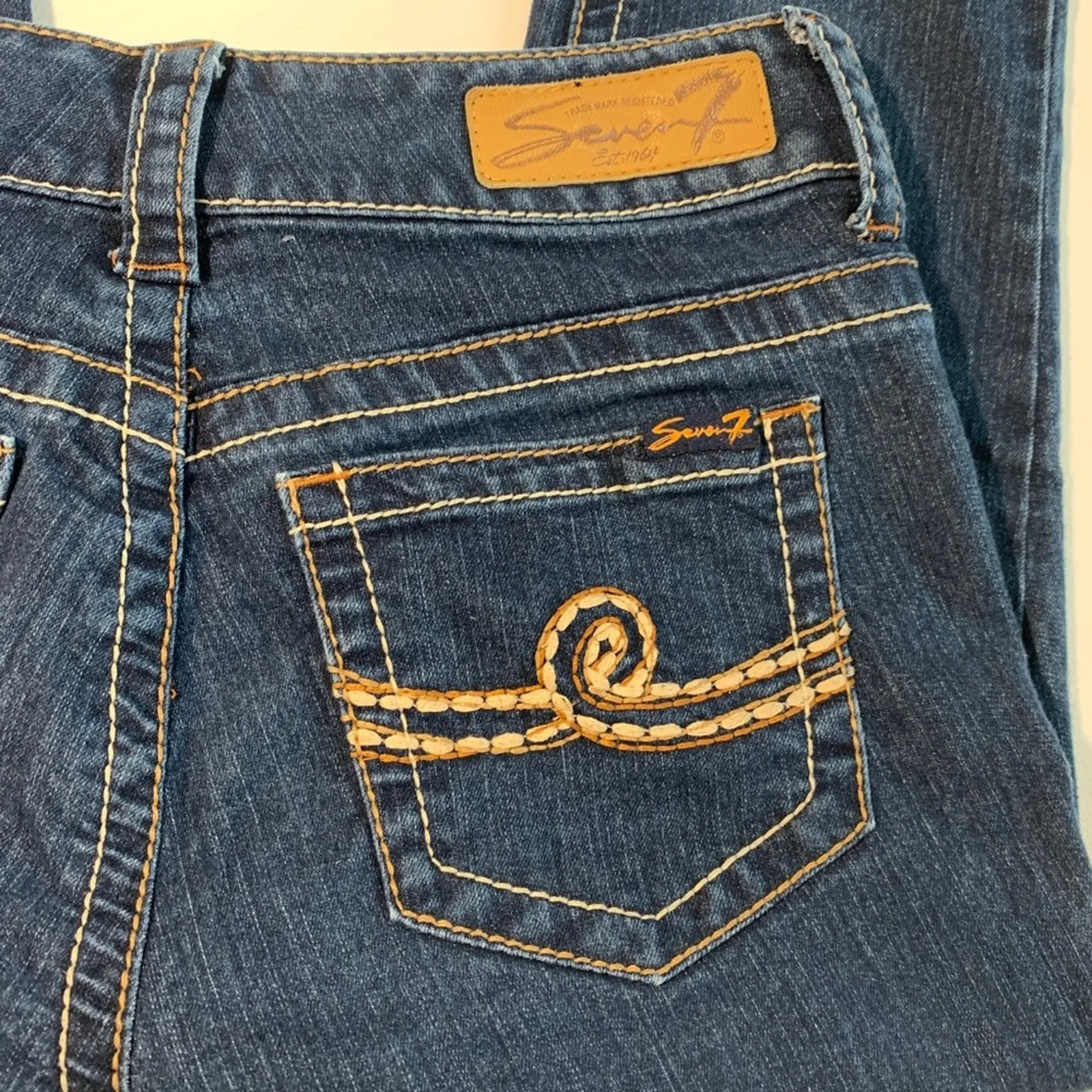 Seven7 Jeans Blue Wash Embroidered Pockets Skinny Denim Jeans Size 6 - Image 6