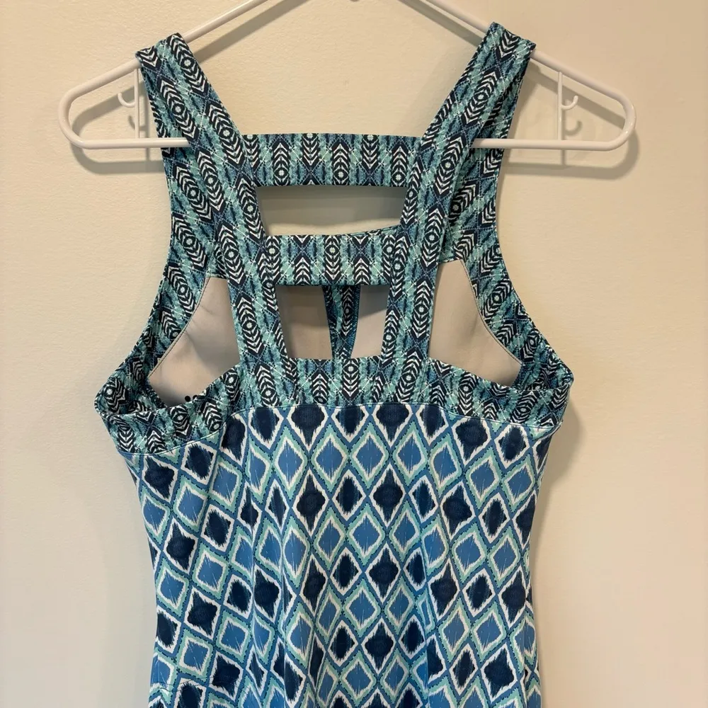 Title Nine Blue Diamalete Ladder Back Athletic Mini Dress Geometric Athleisure - Image 3
