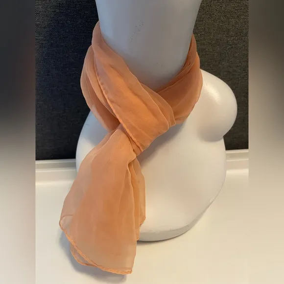 Vintage 50's Accent Peach Scarf Headscarf Made in Japan - Image 2