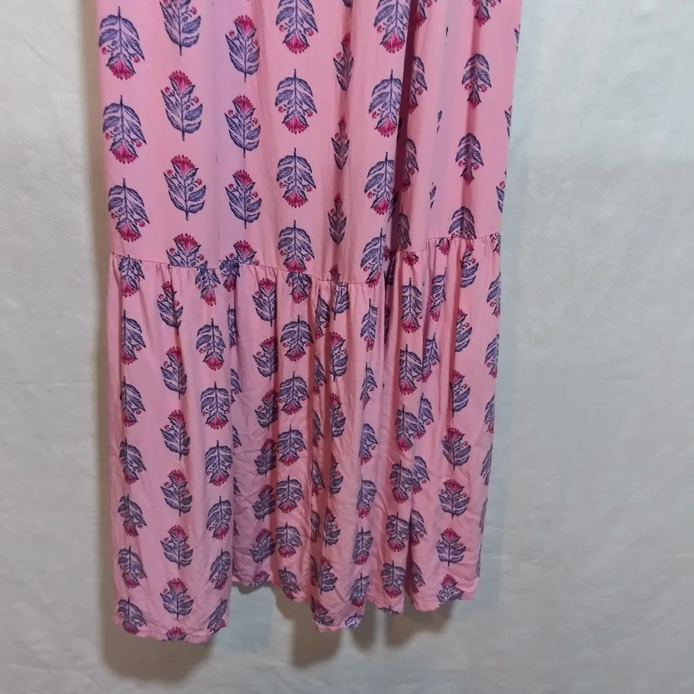 Old Navy Sleeveless Tie-Back Cutout Maxi Swing Pink Posie Dress Boho Size S - Image 4