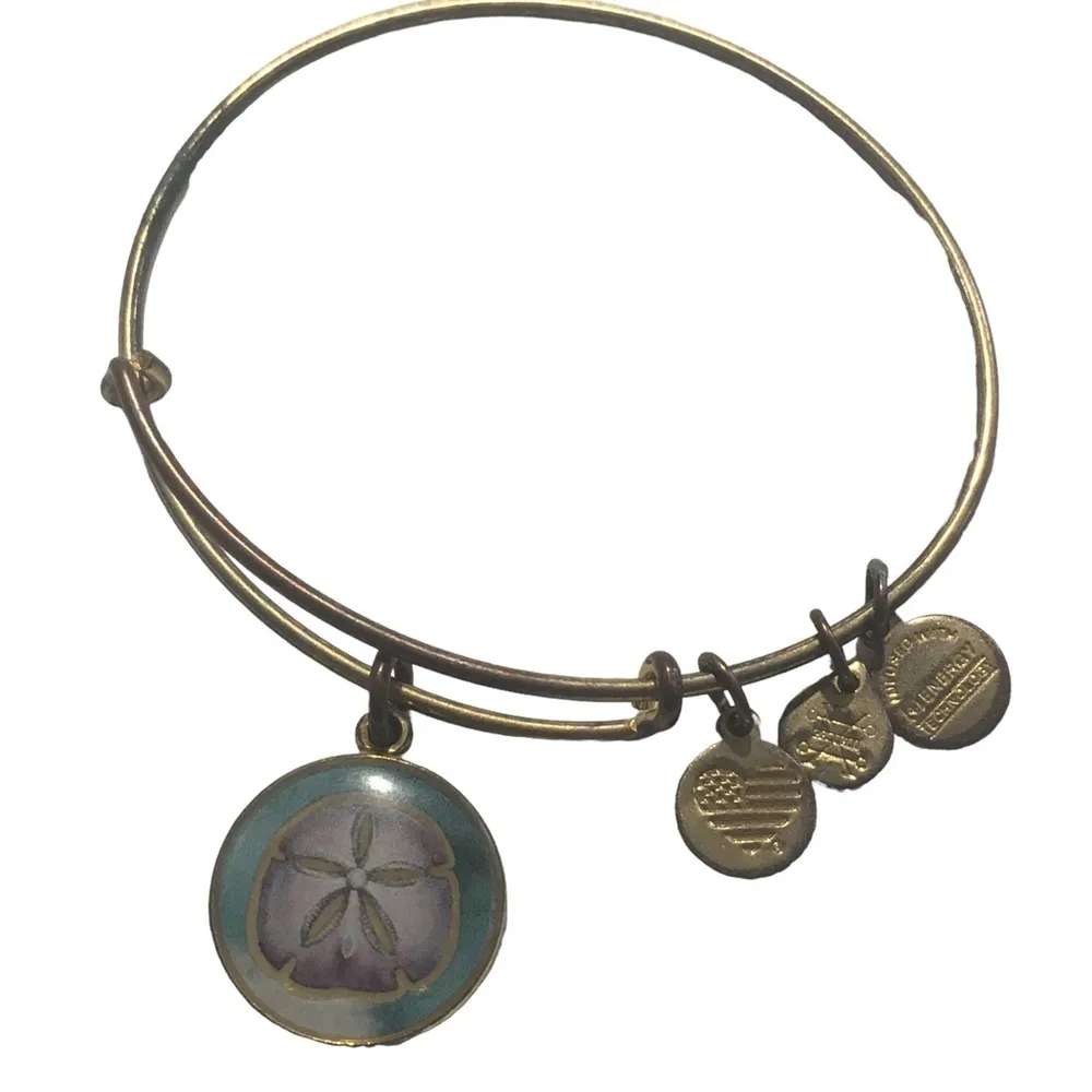 Alex and Ani Sand Dollar blue purple gold tone bracelet - Image 2