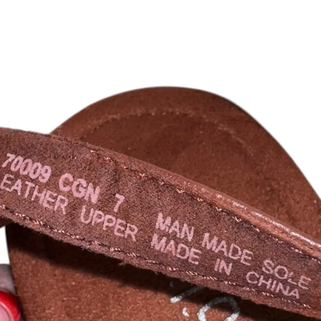 MINNETONKA Prescott Leather Sandals Size 7 Dark Brown Casual Comfort Sandal - Image 8