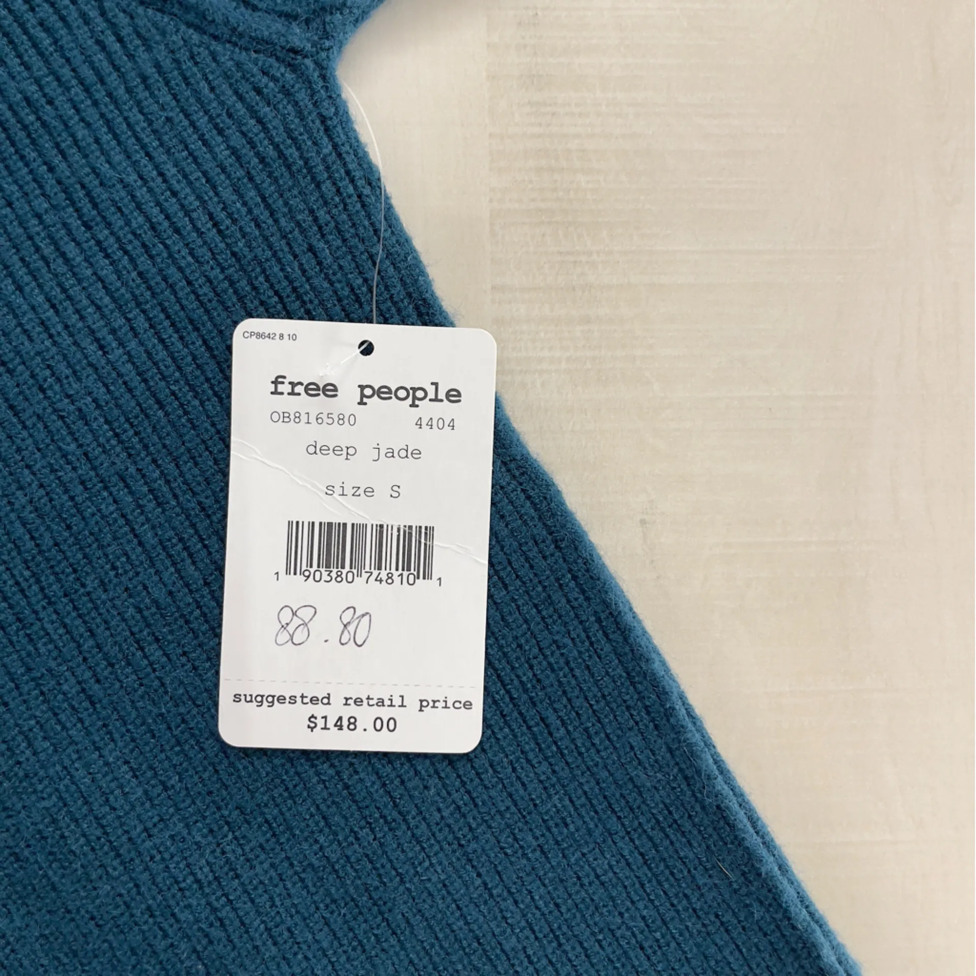 nwt FREE PEOPLE softly structured oversized tunic turtleneck sweater deep jade - Image 6