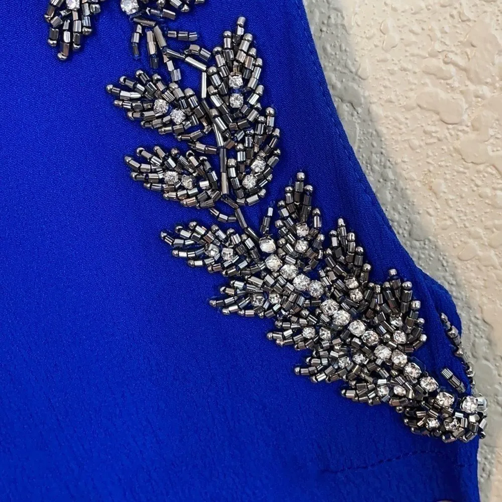 Royal blue and silver rhinestone beaded tanktop size 2 - Image 6
