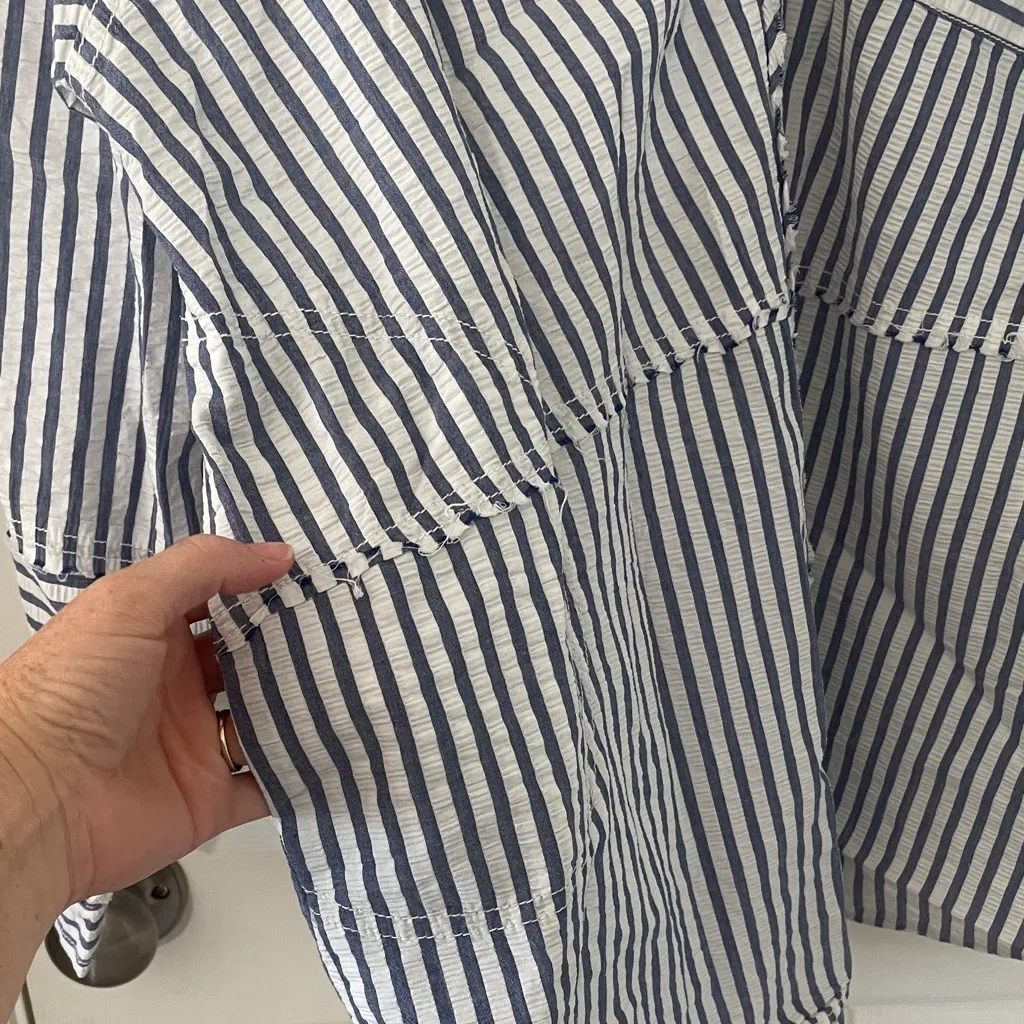 Free People We The Free One Of The Boys Tunic Striped White and Blue Size Small - Image 8