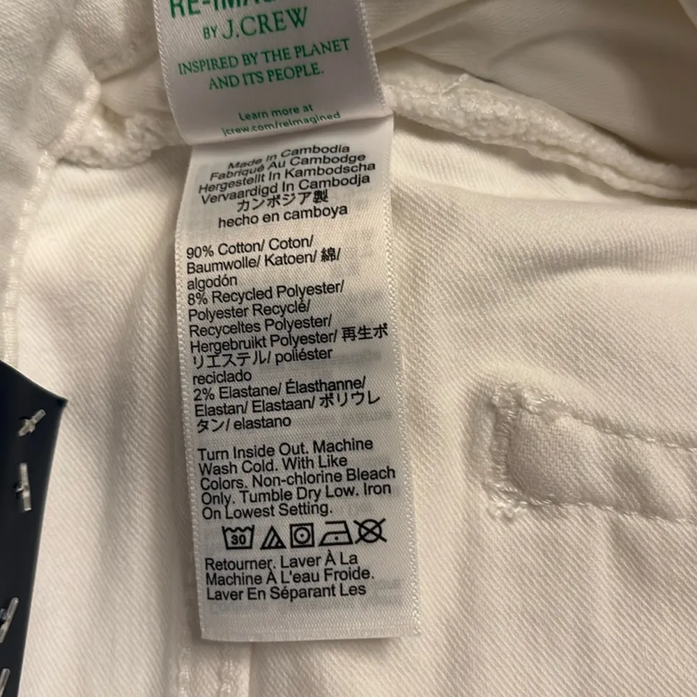 J Crew Factory Mid Rise Flare crop jean stretch seashell white Size 31P NWT - Image 9