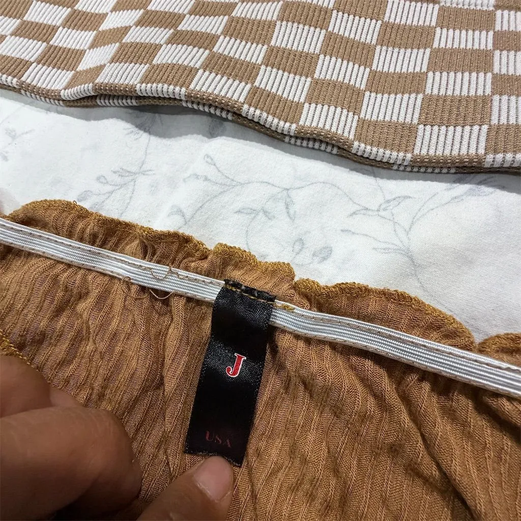 Wild Fable Women's S 2-Piece Checkerboard Tank & Brown Long Sleeve Set - Image 2