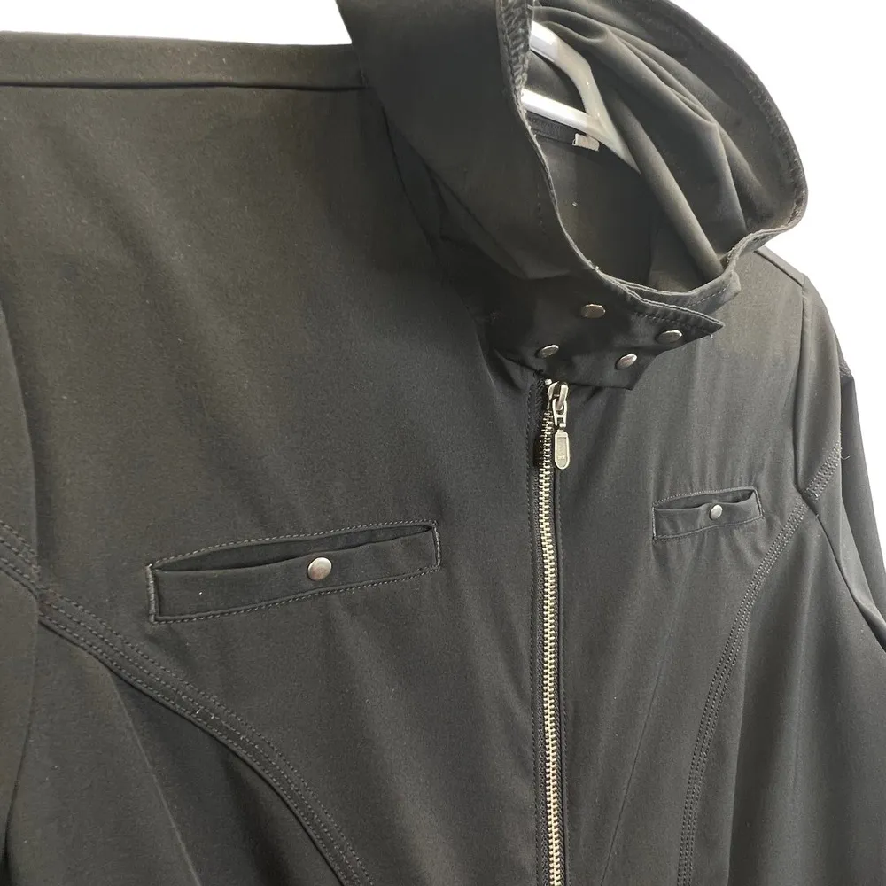 Zenergy by Chico's Zip Jacket Black Size Med Size 2 Lightweight Full Zip Hood - Image 5