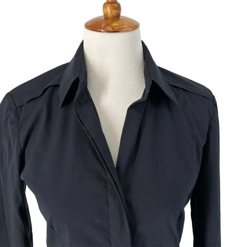 Theory Womens Tolsun hidden button placket button down blouse black, size S - Image 5