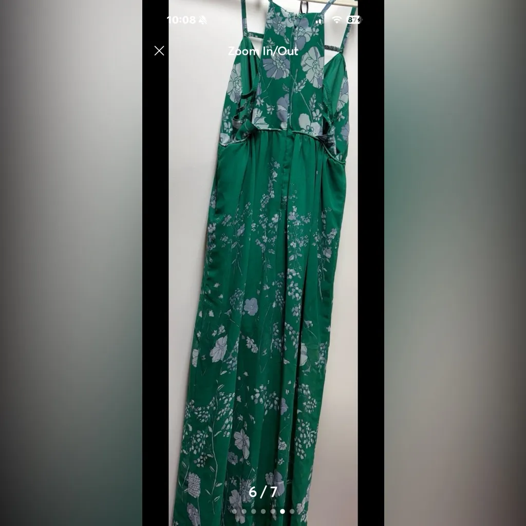 Free People Meadow Rue Green Floral Jumpsuit. Size 6 - Image 7