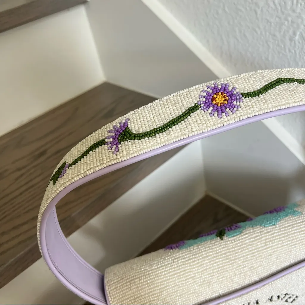 Staud Staud Tommy Beaded Shoulder Bag in California Aster White - Image 8