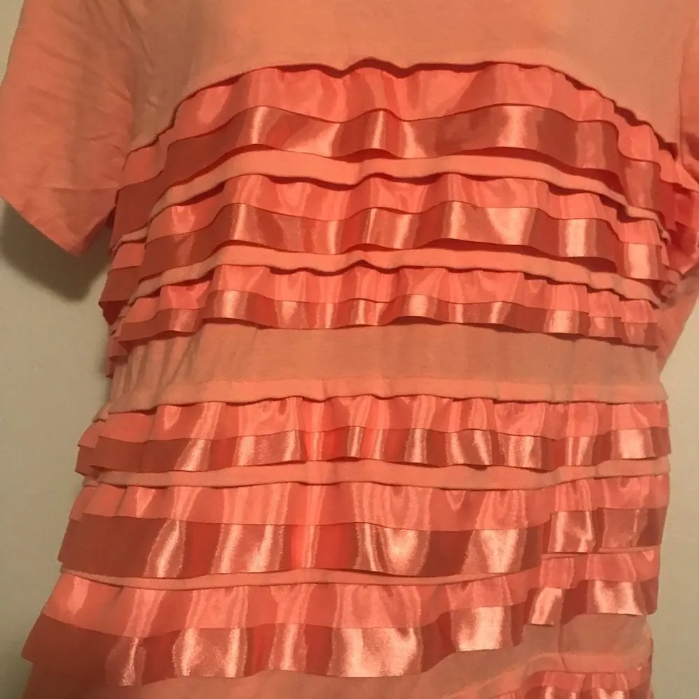 Popori Peach Satin Ruffle Blouse Orange Size 1X - Image 2