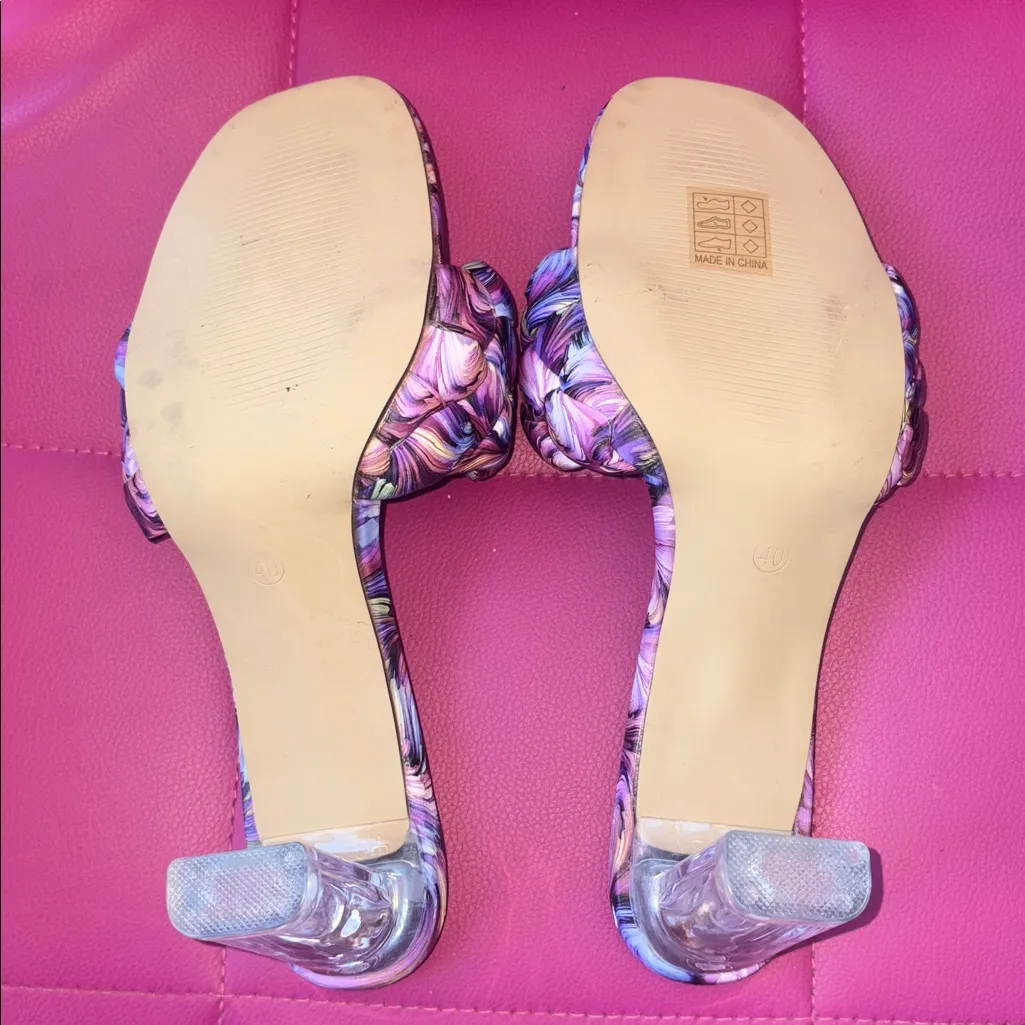 SHEIN Graphic Weave Heeled Mule Sandals - Image 6