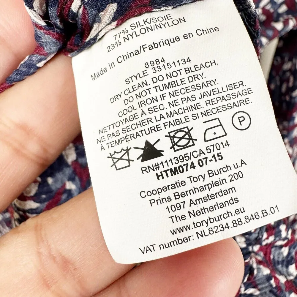 Tory Burch Tunic Womens 2 Red Agate Confetti Drop Waist Silk Shirt - Image 11